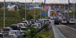 Kemacetan mengular sepanjang 18 kilometer di Brexit - KOMPAS IMAGES / KRISTIANTO PURNOMO
