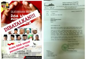 Pembatalan acara di Masjid Istiqlal (IST)