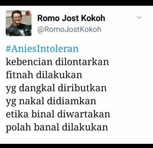 Pernyataan Romo Jost Kokoh di Twitter (IST)