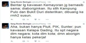 Kicauan Indra J Piliang di Twitter (IST)